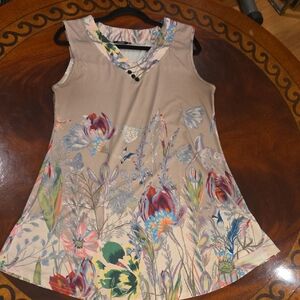 Charming Floral Kids Dress in Beige and Multicolor
